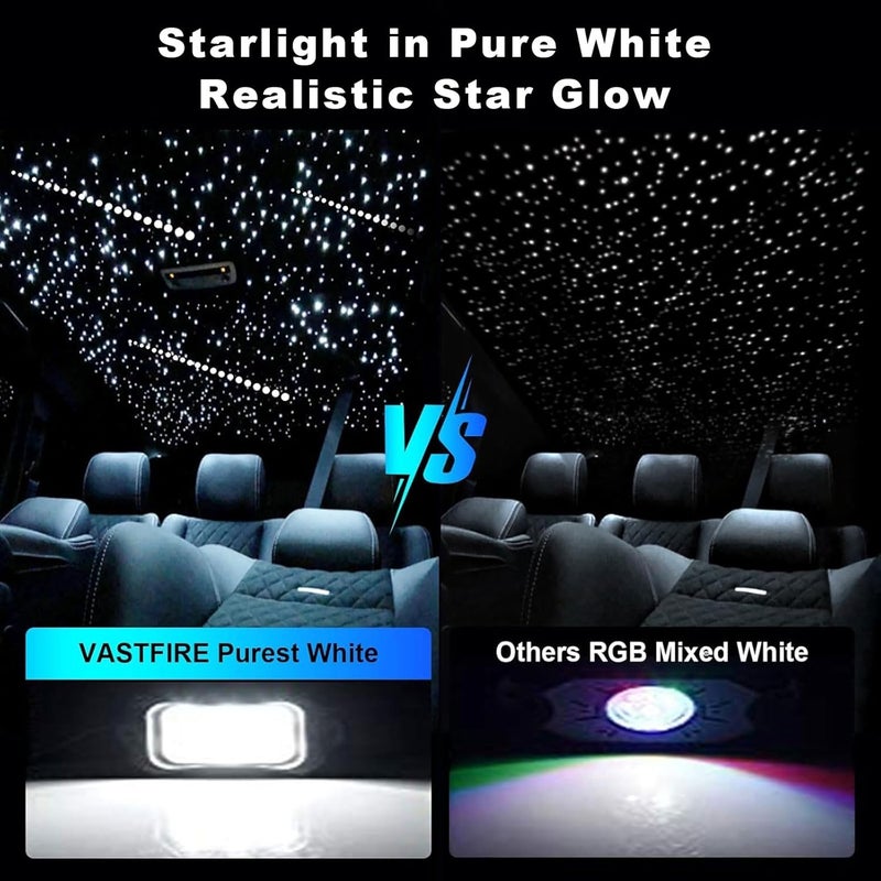 VASTFIRE Starlight Headliner Kit - 500pcs 0.03in 9.8ft Fiber Optic Star Lights for Car with 16W RGBW, Twinkle/Meteor Music Sync, APP/Remote Control for Car Roof/Bedroom Ceiling - Image 4